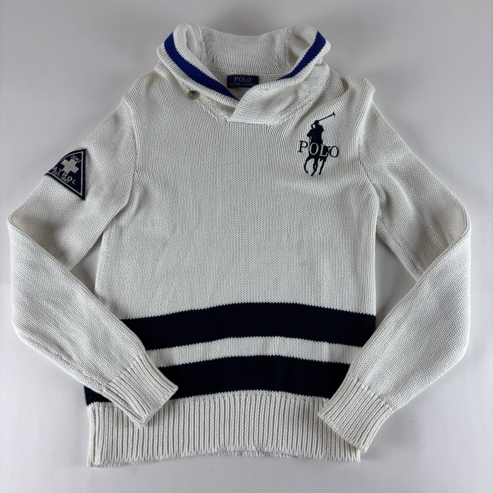Polo Ralph Lauren Shawl Collar‎ Womens Small Ski Patrol Cardigan Cream Pullover